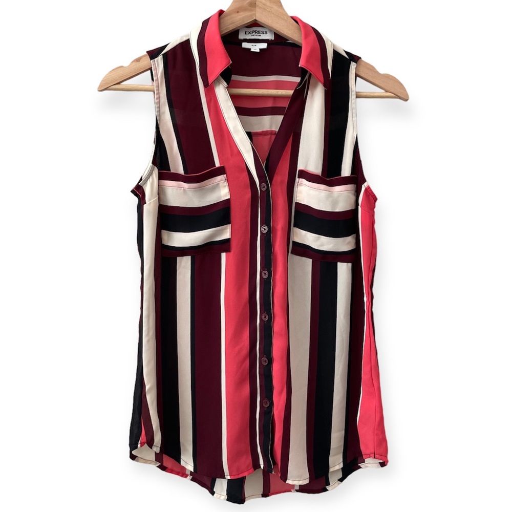 Express Slim Fit Sleeveless Striped Portofino Top XS
